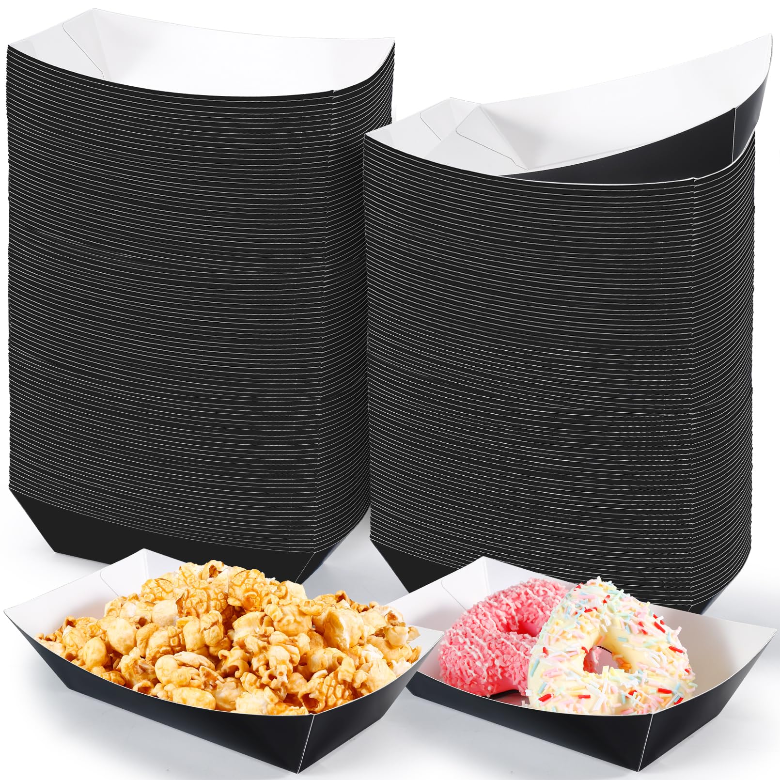 ausurme 50 Pcs Paper Food Boats 3 lb Black