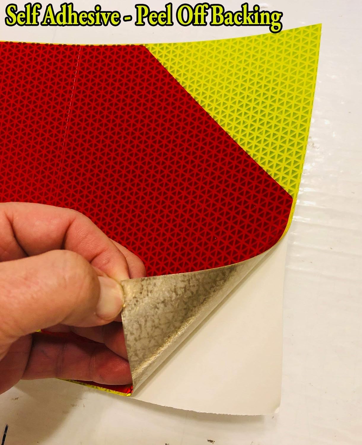One Piece Chevron Panels - Highly Reflective Self Adhesive - Lime & Red