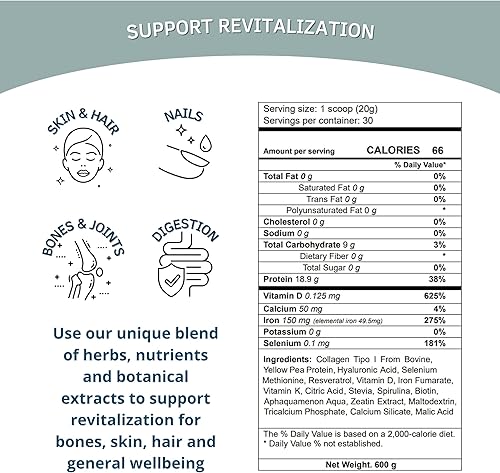 Miniatura 5 de Bioxtron Polvo de péptidos de colágeno, sin sabor, bovino tipo I con renovación de células madre para cabello, uñas, piel, intestino, huesos y
