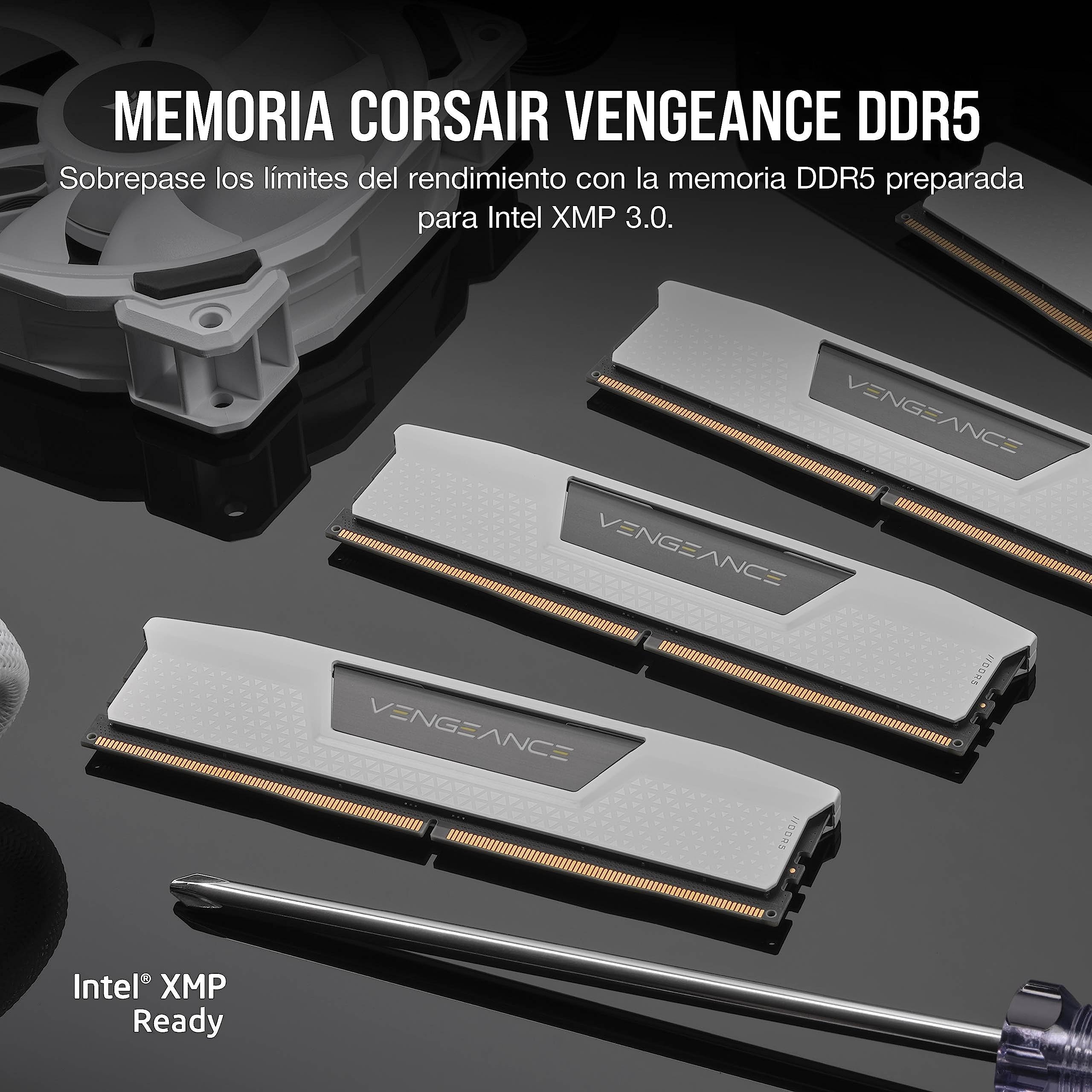CORSAIR Vengeance DDR5 64GB (2 x 32GB) hasta 5600MHz Intel RAM | Memoria Gaming de Sobremesa, Compatible con Intel XMP 3.0, CL40, Blanco, CMK64GX5M2B5600C40W