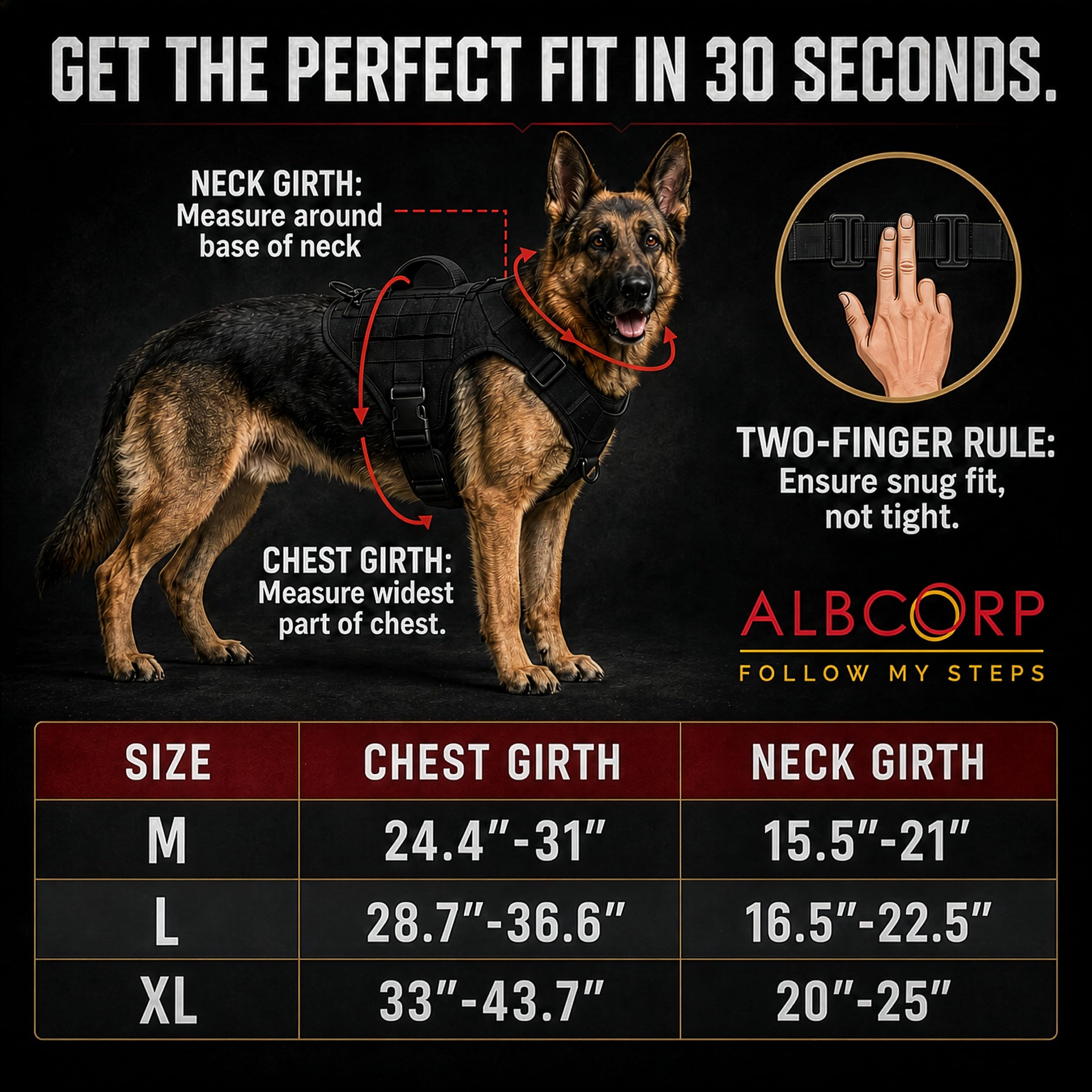 ALBCORP Arnés táctico para Perro Alcorp, Chaleco de Entrenamiento Militar K9, arnés para Perros de Trabajo, para Perros medianos, Grandes y XL