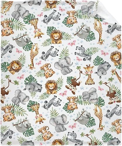 Linda manta de franela de animales de la selva, súper suave y ligera, para niños, adultos, adecuada para sofá, cama, campamento, viajes, todas las