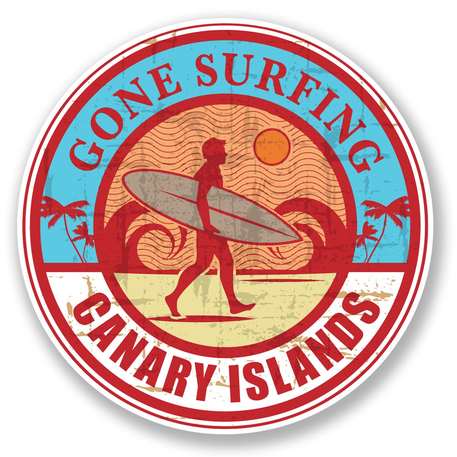 2 x Surf Canary Islands Vinyl Decal Sticker Bike Laptop Luggage Travel #6713 (10cm x 10cm)