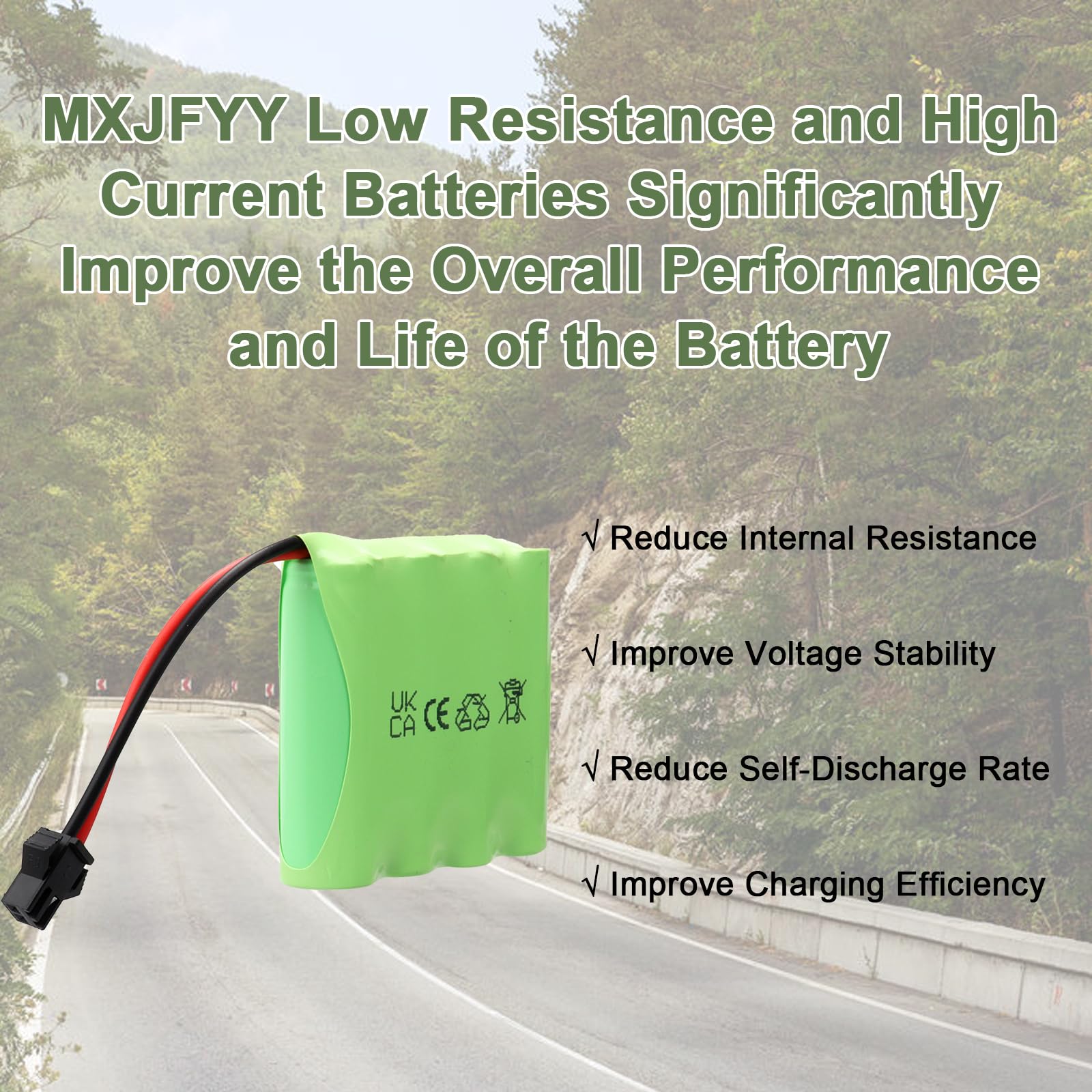 2 pezzi NiMH RC batteria ricaricabile 4,8 V 2400 mAh con connettore SM 2P, adatto per auto radiocomandate, veicoli elettrici giocattolo, camion telecomandati, utensili elettrici
