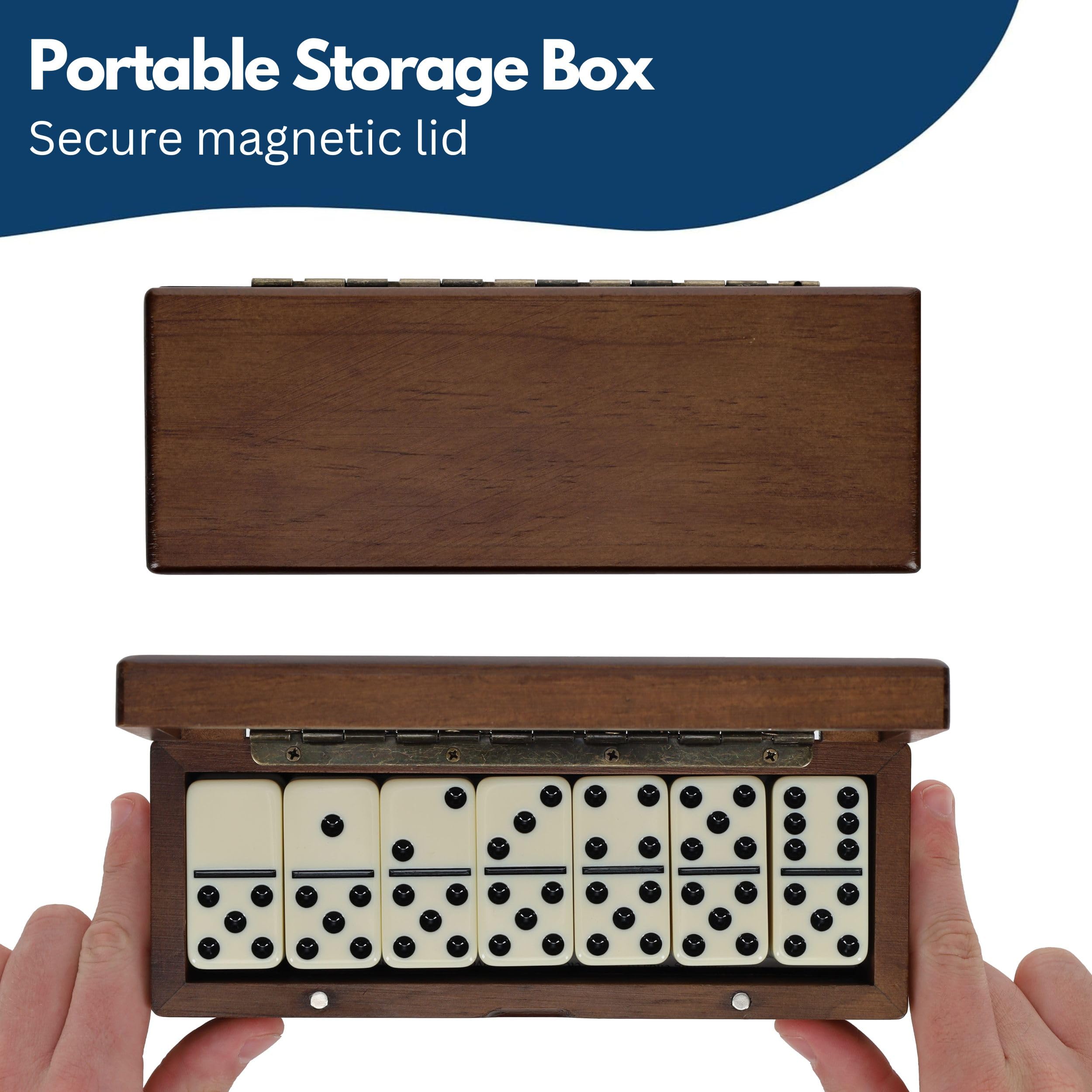 WE Games Domino doppio 6 in scatola magnetica da viaggio in legno, set domino per adulti, colore avorio Double Six Domino, giochi da tavolo classici, giochi di piastrelle