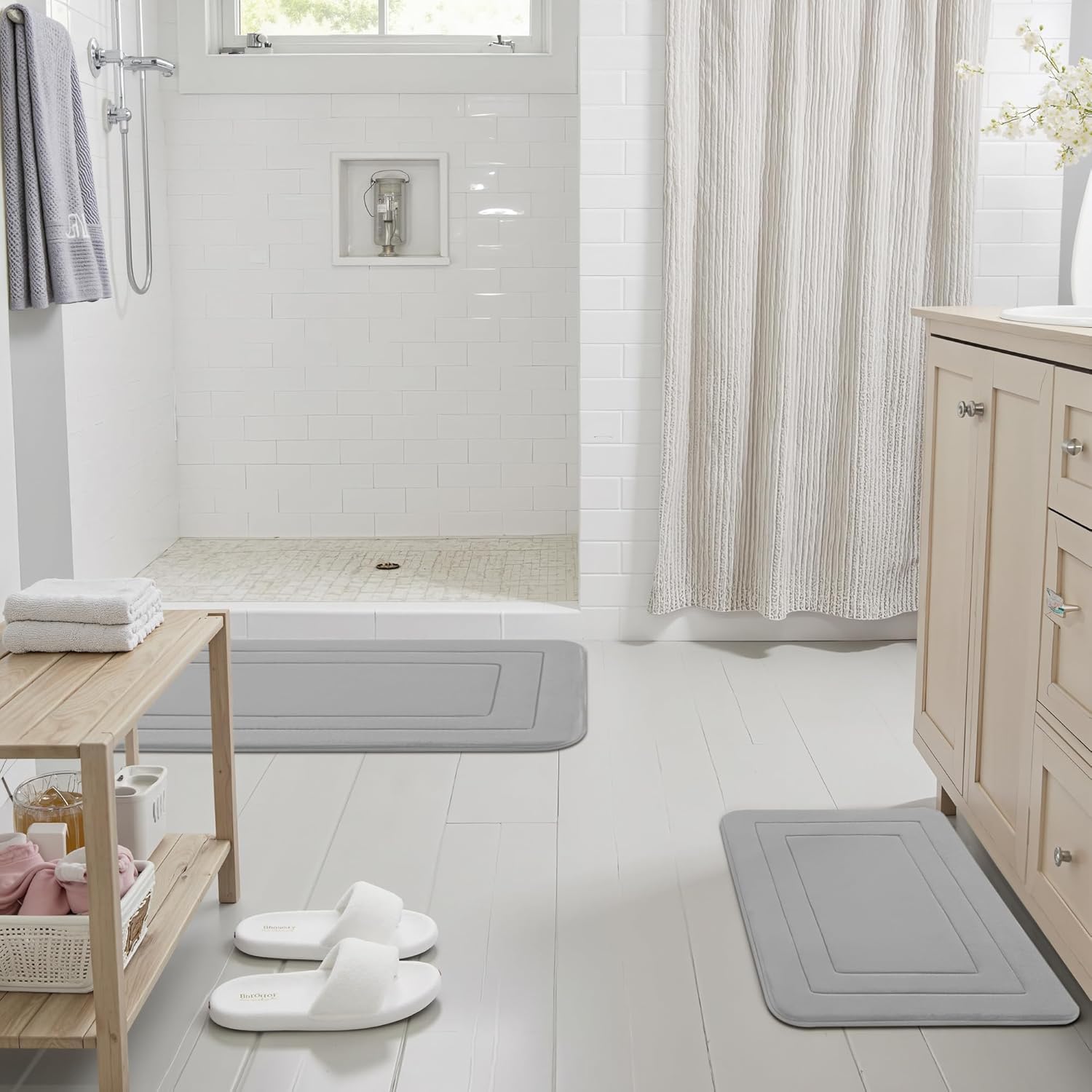 Cupic Cupid Super Soft Memory Foam Bath Mats for Bathroom Floor Shower & Tub, Grey Bathroom Rugs Non Slip Washable, Water Absorbent Bath Rugs, Quick Dry Bath Carpet for Decor 24" x 16" - Image 9