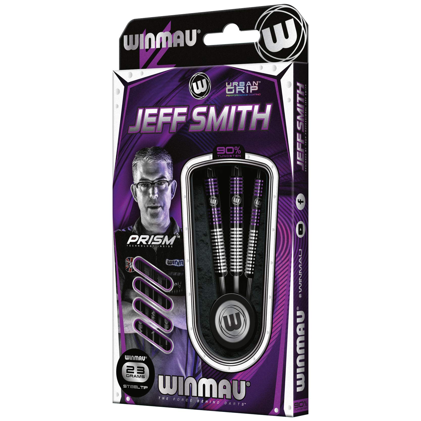 WINMAU Jeff Smith 23 Gram Tungsten Darts with Prism Flights and