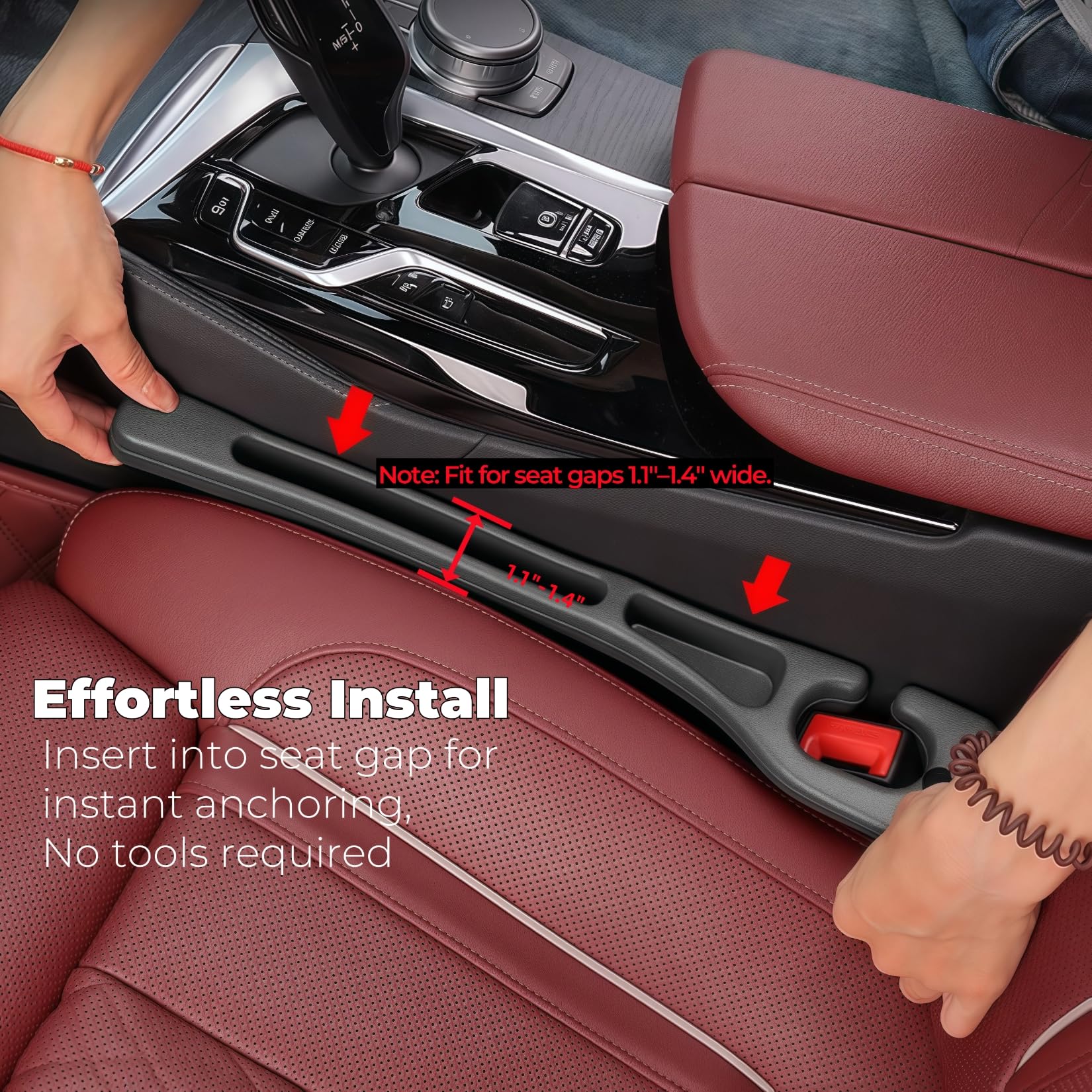 Yicplu Car Seat Gap Filler 2-Pack Universal Fit Car Seat Gap Plug Anti-Drop with Storage Soft Foam to — view 4