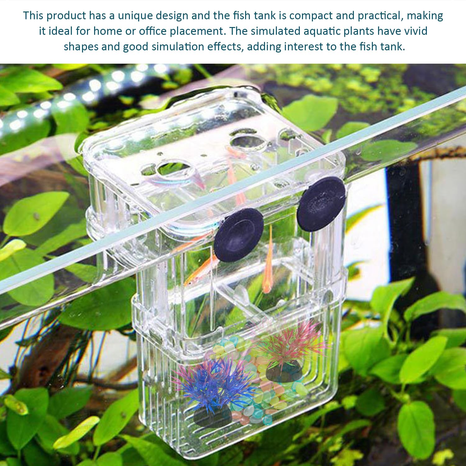 WUFGWBD 1 Fish Tank, 2 Simulated Aquatic Plants And 50 Luminous Stones, Aquarium Landscaping Supplies - Image 4