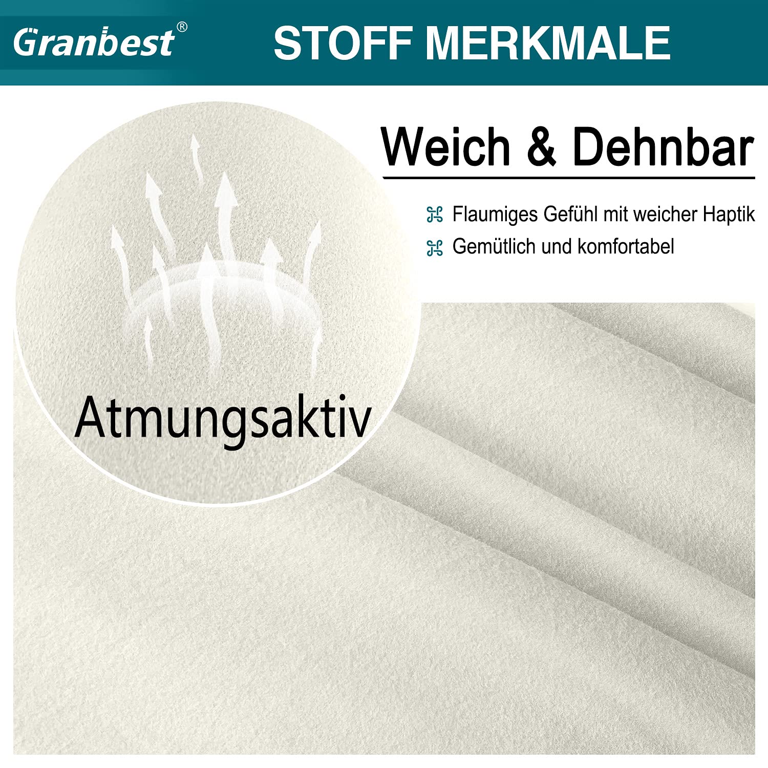 Granbest Strecken Sofabezug 3 Sitzer Superweich Elasthan Sofaüberwurf für Hunde Haustier Couchbezug Möbelschutz mit Elastischen Boden (3 Sitzer, Creme)