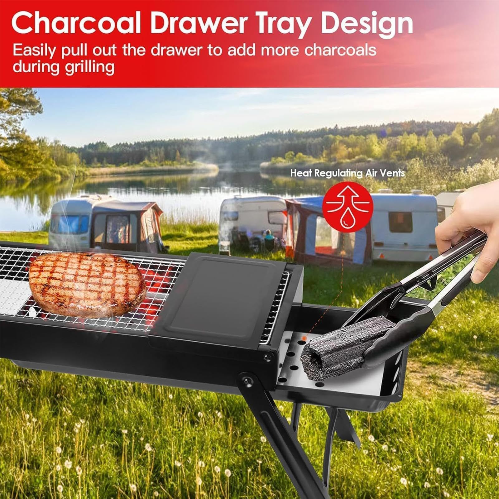 Przenośny grill Chal – Cact BBQ na kemping, wędrówki i plażę, idealny do gotowania na świeżym powietrzu do przygód ogrodowych i wycieczek kempingowych