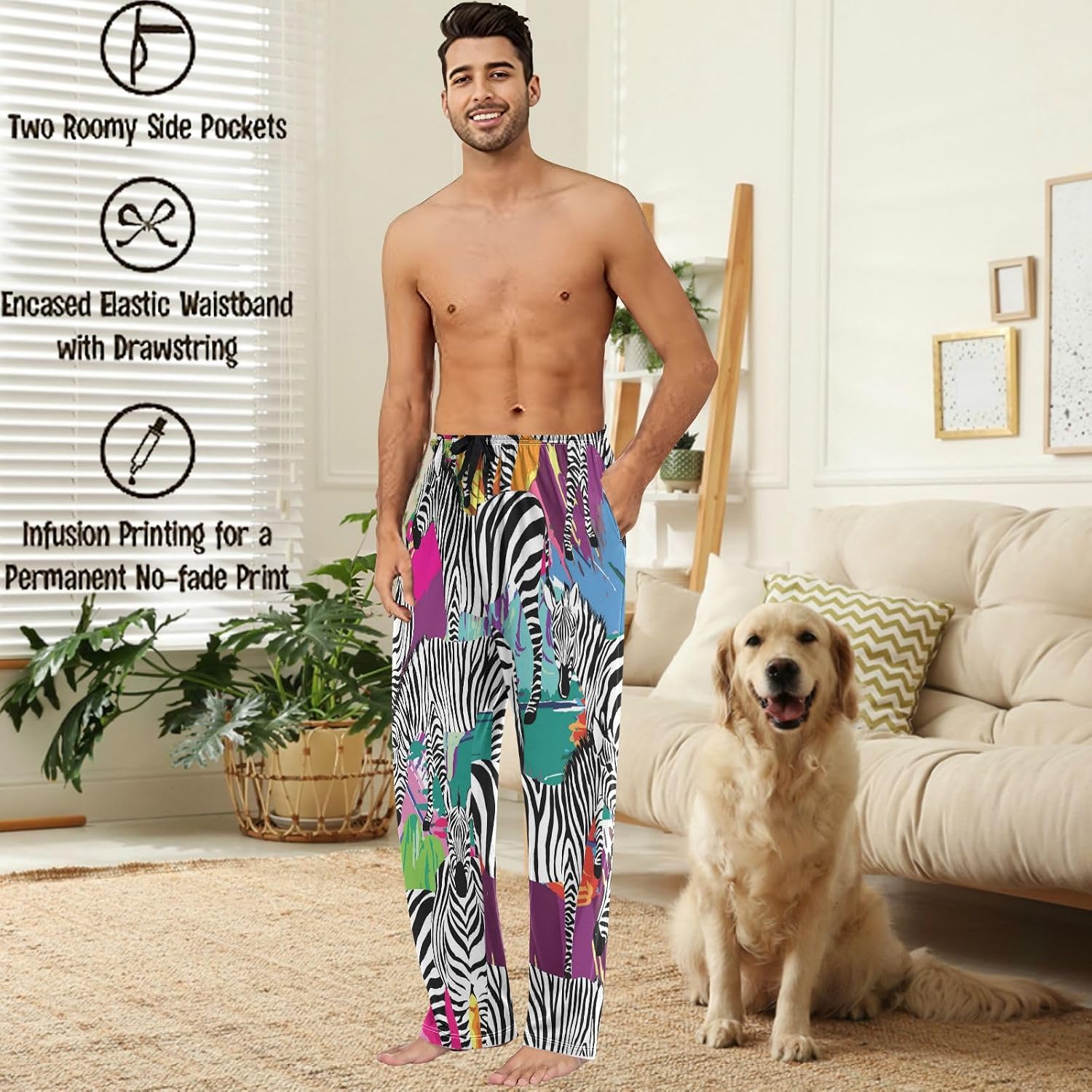 visesunny Stylish Men's Pajama Pants 100% Cotton Lounge Soft Warm Sleepwear Pants PJ Bottoms Drawstring and Pockets