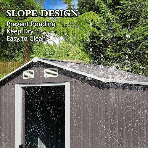 Miniatura 3 de Kinsuite Cobertizo de almacenamiento para exteriores de 6 x 4 pies, cobertizo de herramientas de acero galvanizado para patio, jardín, césped, casa