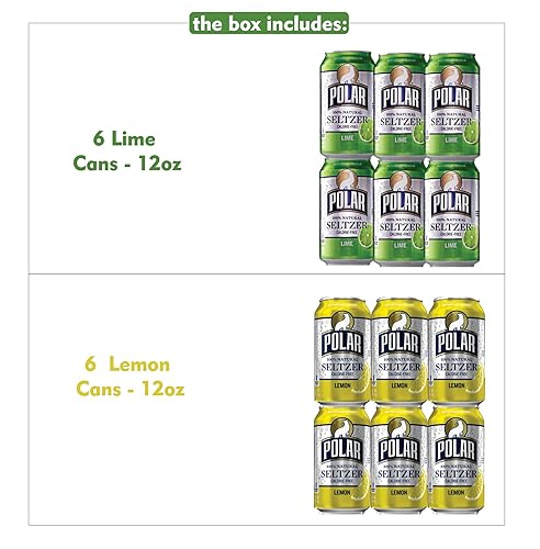 Miniatura 3 de Seltzer Water - Polar Seltzer Water Paquete de 12  Paquete variado de agua seltzer saborizada  12 onzas líquidas  Polar Lime Seltzer Water Polar