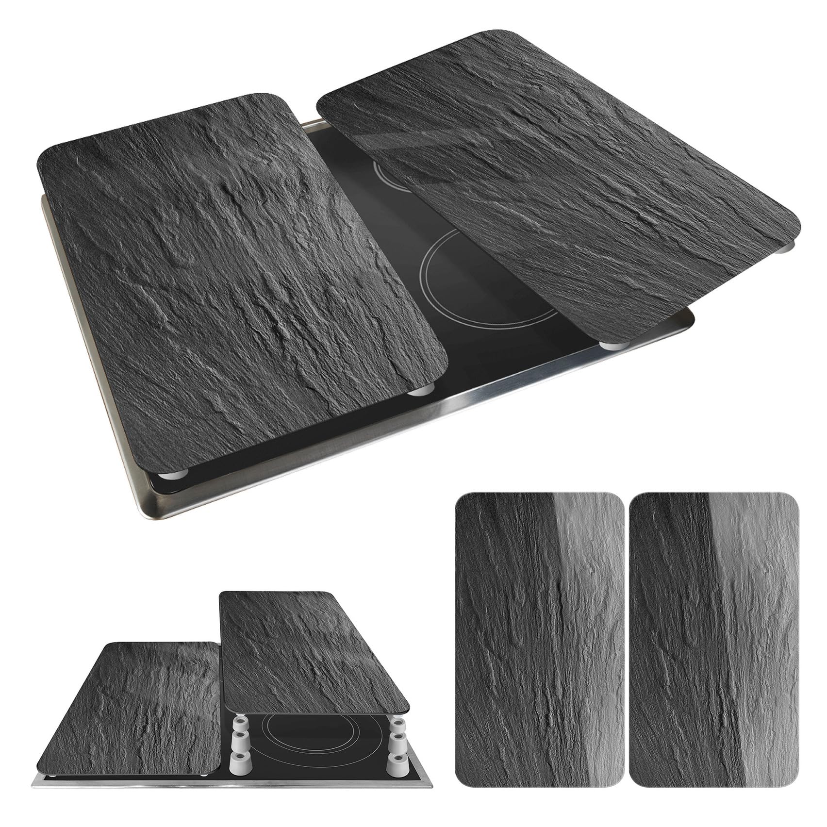 Coprifornelli in vetro universale Ardesia 4 mm 2 pz