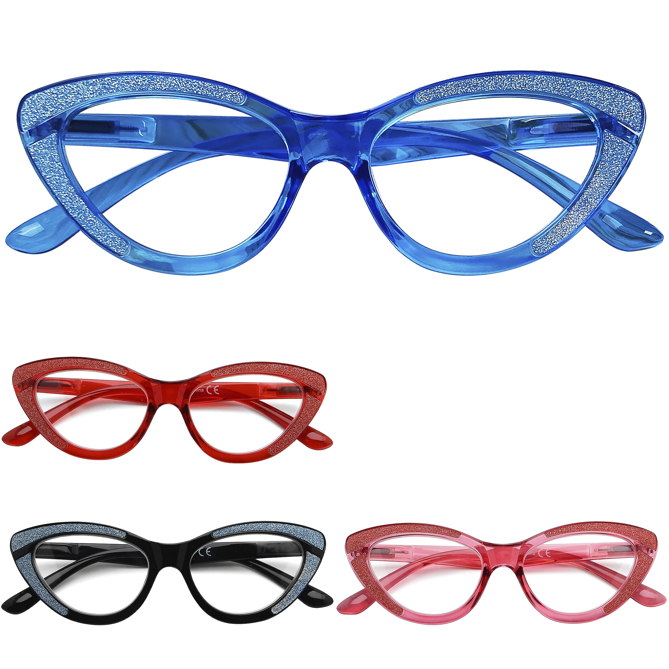 Eyekepper 4-pack Cat-eye Design Reading Glasses for Women Reading - Chic Ladies Readers +2.00