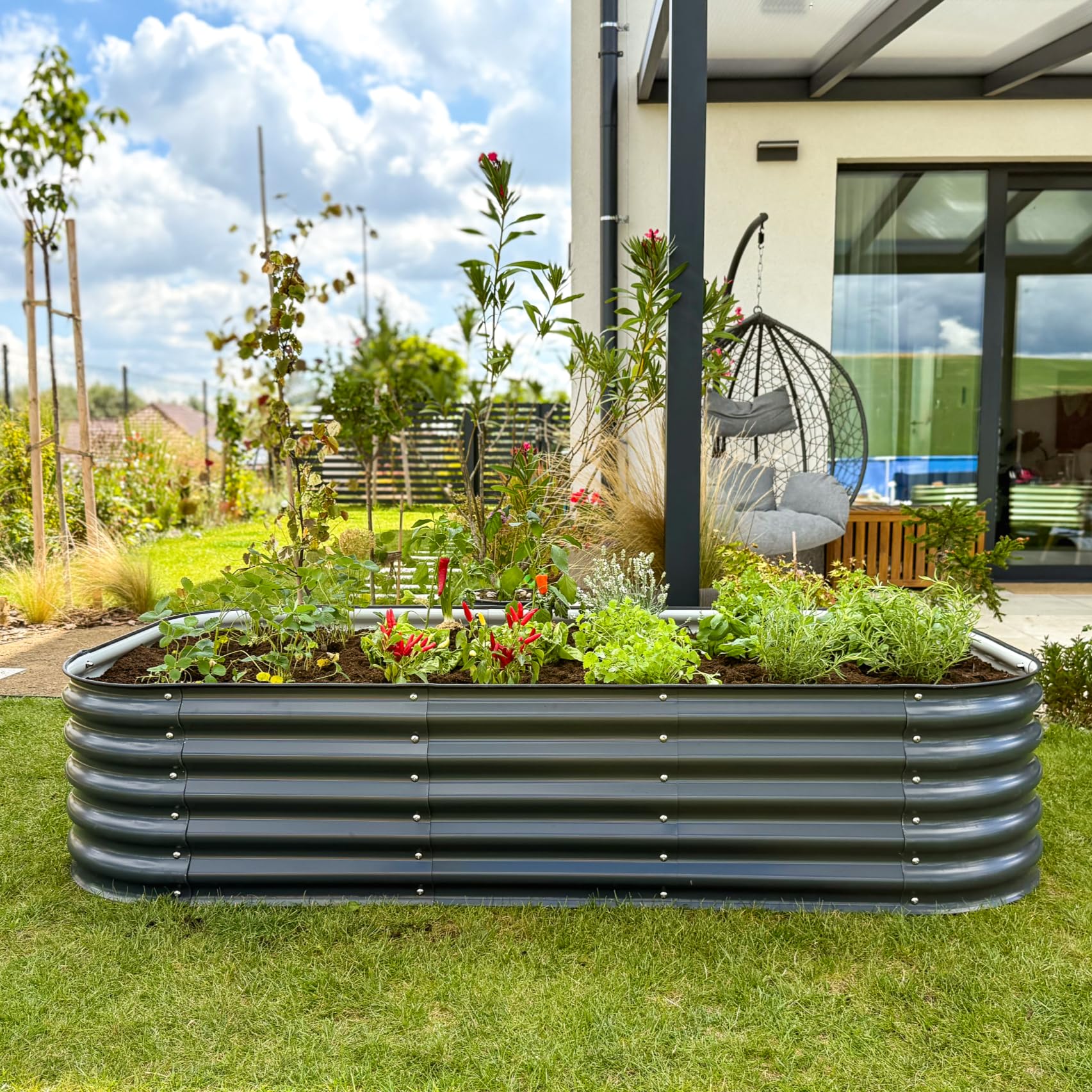 UNIGARDIA Metal Raised Bed 240 x 60 x 43 cm - Modular 9-in-1