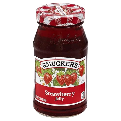 Smuckers - Jalea de fresa hecha con jugo de fruta real tarro de vidrio de 12 onzas paquete de 1
