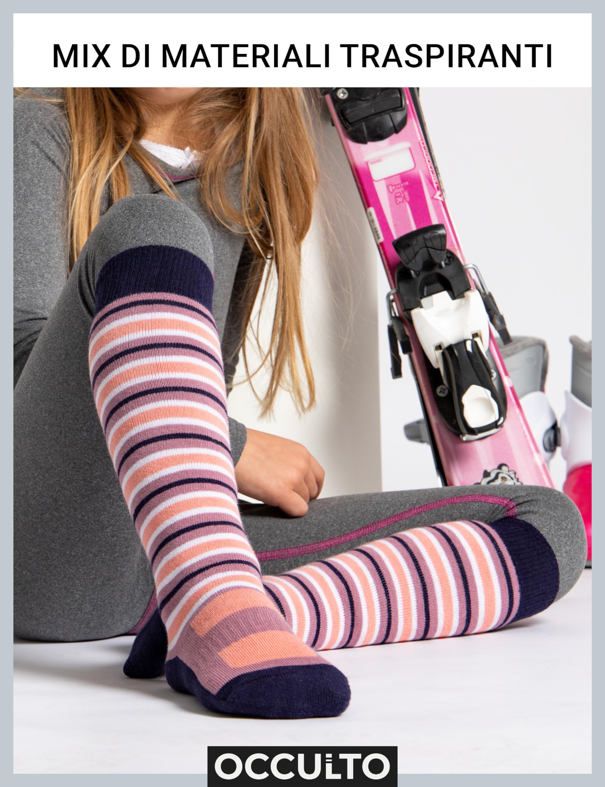 Occulto 2 Paia di Calze da Sci per Bambini Ragazzi e Ragazze Calzini Termici Invernali Caldi per Bambini