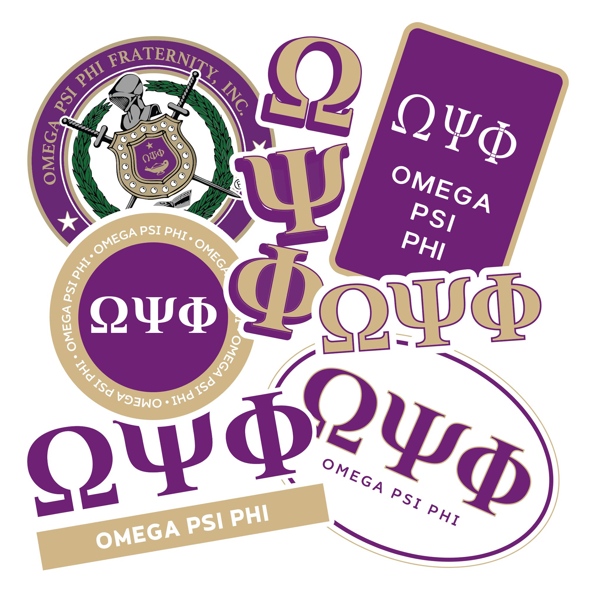 Desert Cactus Omega Psi Phi Standard Sticker Sheet Decal Laptop Water Bottle Car (Full Sheet - Standard)