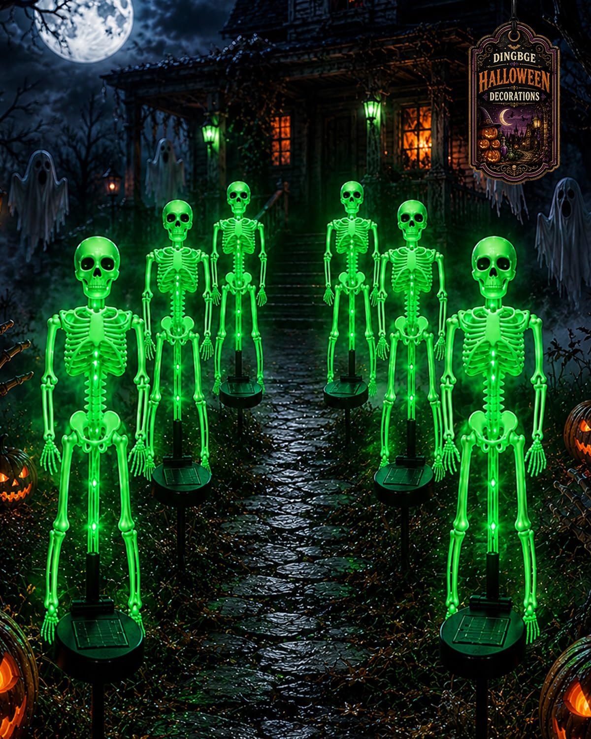 Solar Skeleton Yard Stake Halloween Decorations Waterproof Garden Light