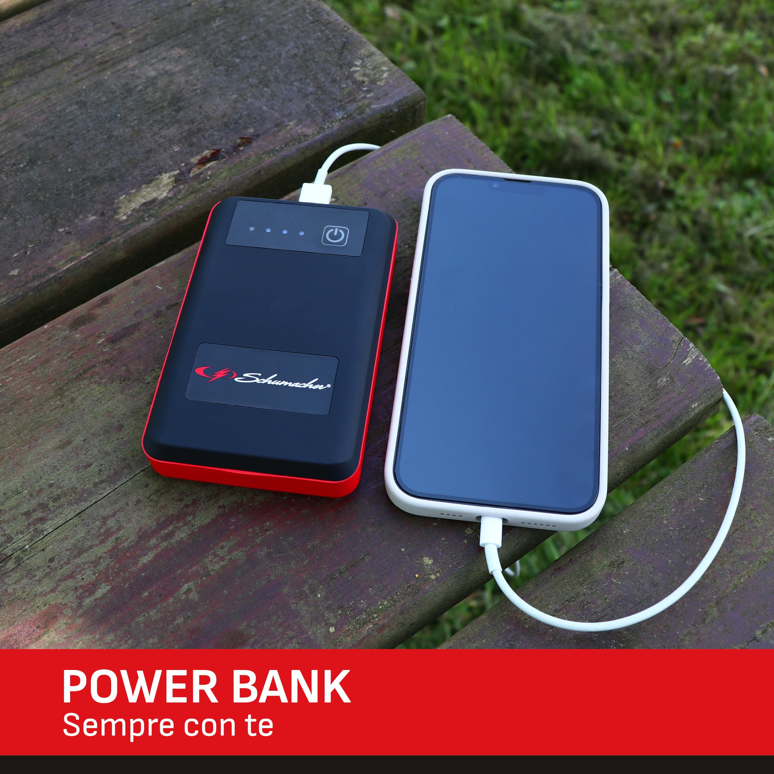 Schumacher SL471 - Booster Batteria Ioni di Litio 600A 12V - Motore fino a 4,0L Benzina / 2,0L Diesel - Torcia - Power Bank per Ricarica via USB - Potente e Ultra-Compatto