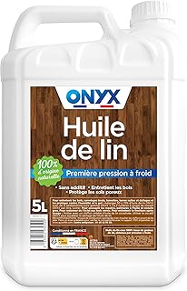 Onyx - Huile de Lin pour Bois - 100% Graines de Lin - Protection, Rénovation et Entretien Bois Extérieurs et Sols Poreux - Fabrication Française - 5L