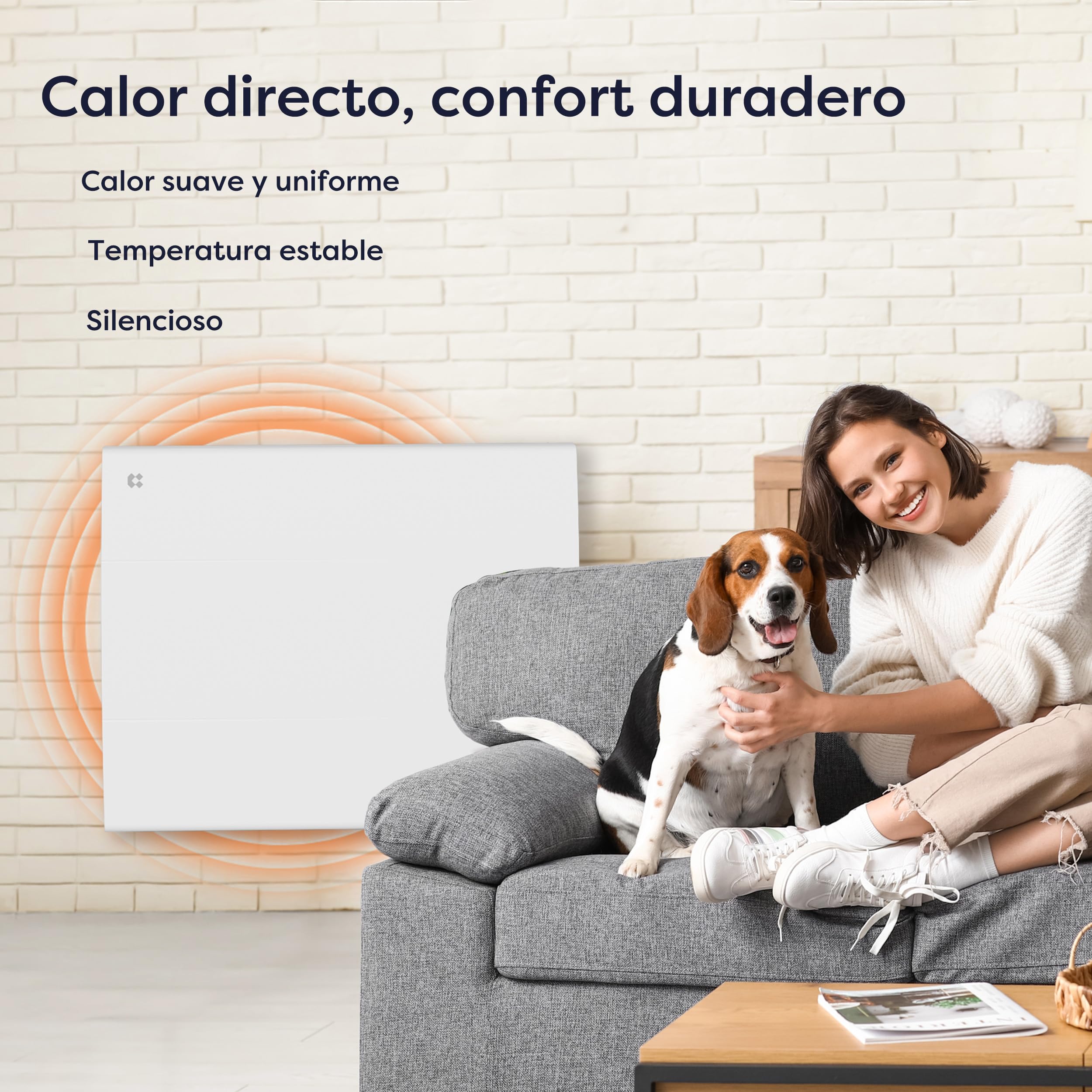 CIARRA Radiador de Inercia 1000W, Calefactor Eléctrico de Pared Inteligente | Emisor Térmico Cerámico Mural con Programación PID y Hebdo, IP24 para Baño o Dormitorio (10-15 m²)-CBHT10E