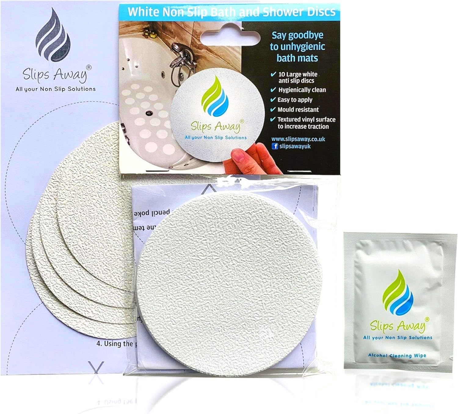 Non Slip Bath Mat Shower Stickers adhesive non rubber (10 Large White