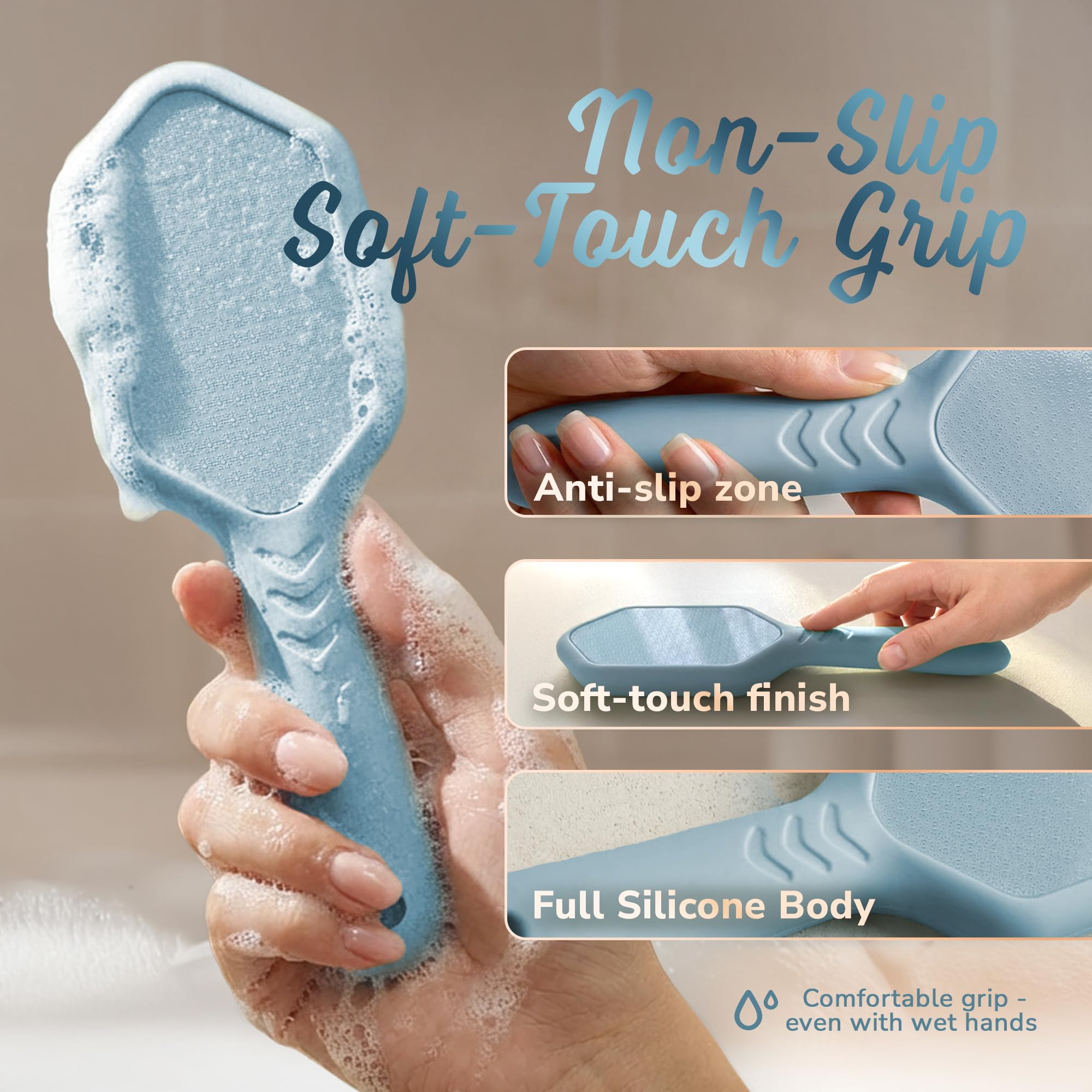 SILKLE Lima per piedi in silicone per la rimozione dei calli – Nano Glass per pelle morta e talloni screpolati – rimozione calli per piedi e pelle dura – esfoliante ergonomico per piedi morbidi e