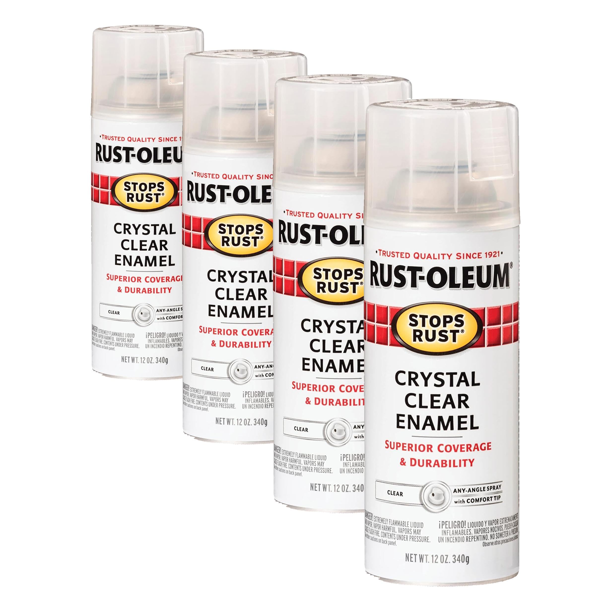 Rust-Oleum 7701830 Stops Rust Spray Paint, 12 oz, Gloss Crystal Clear (Pack of 4)