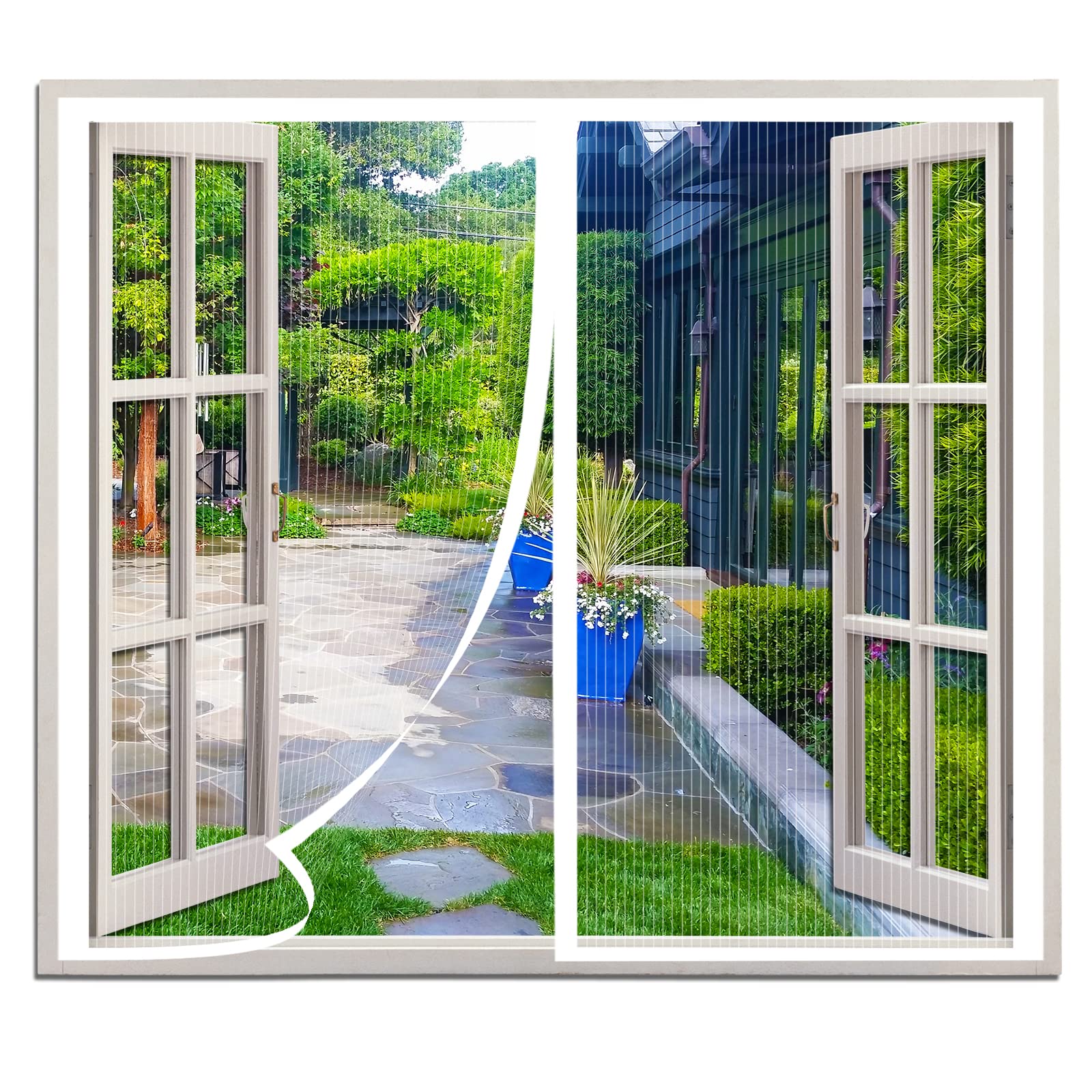 Zanzariera Magnetica Per Porte 80x120cm - Rete Anti Zanzare, Chiusura Automatica, Bianca