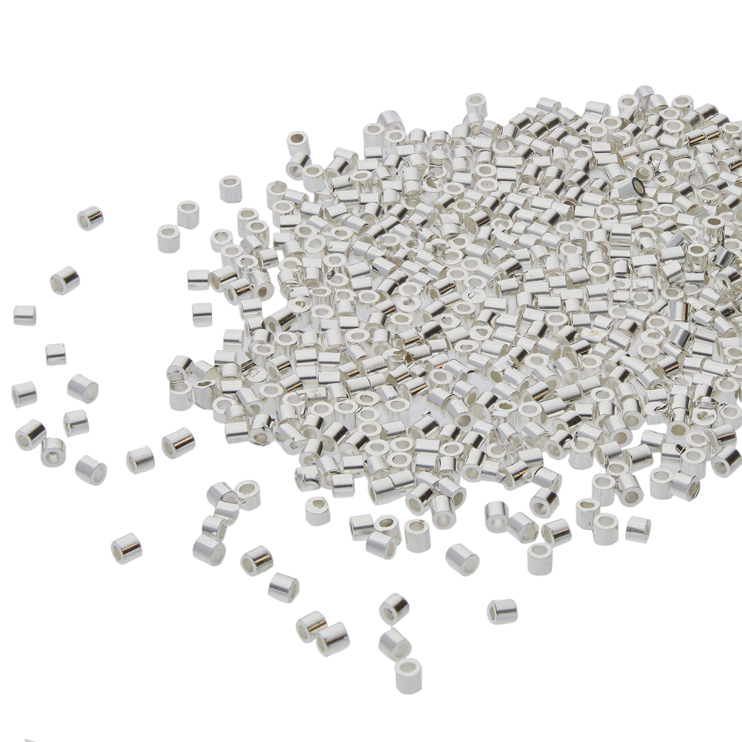 The Beadsmith Silver Tube Crimp Beads, 1.5 X 1.5Mm, 800 Pieces, Color, Uniform Cylindrical Shape, No Sharp Edges, Designed To Secure The Ends Of Jewelry Stringing Wires And Cables