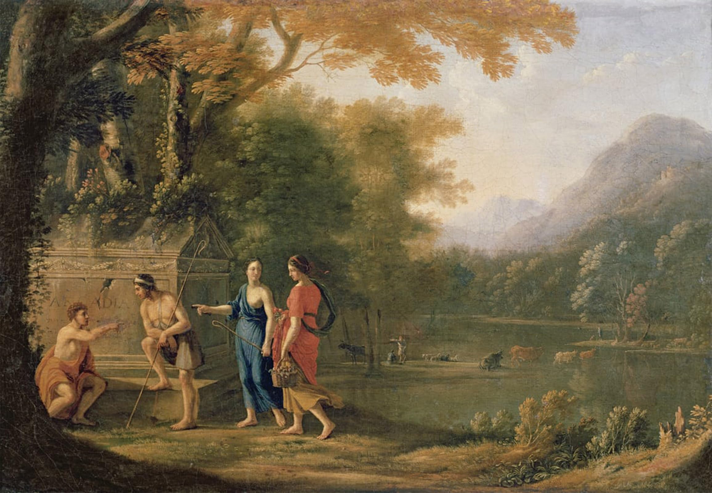 ARTXLXXBN Famous Painting Canvas Artwork Graffiti Print the Arcadian Shepherds by Laurent De La Hyre Portrait Canvas Image for Home Decor 60x90cm