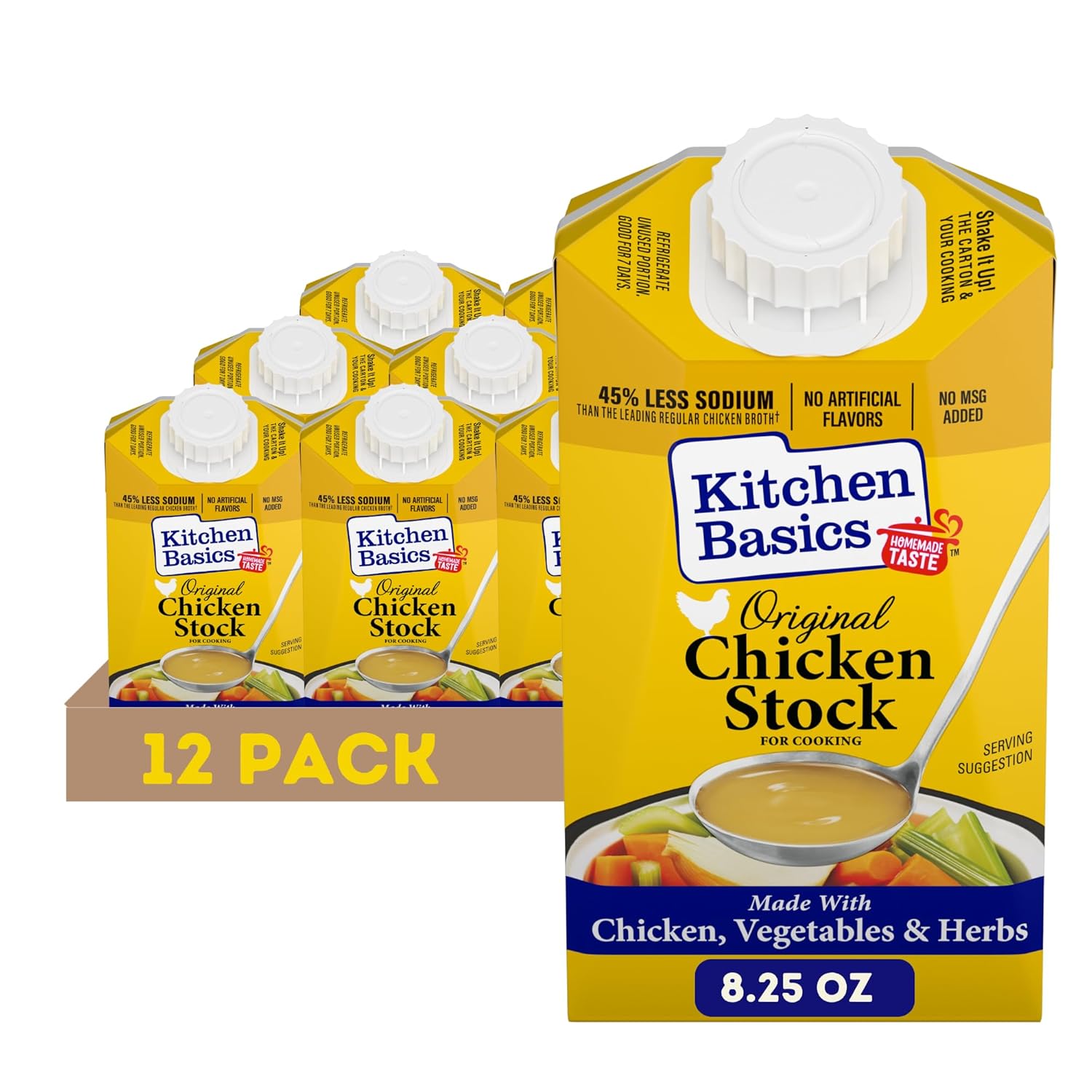 Best if used by 27/Jun/2027) Kitchen Basics Original Chicken Stock, 8.25 oz (Pack of 12) | No Artificial Flavors, Gluten Free, No MSG added | 8.25 Fl Oz (Pack of 12)