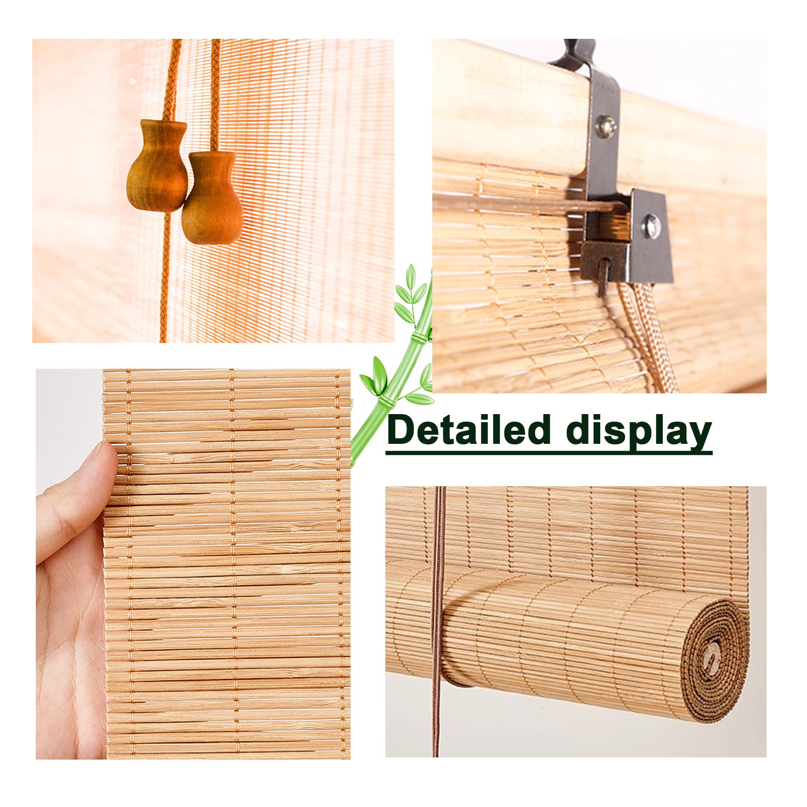 Store Bambou Extérieur,100x250cm Largeur Store Bateau en Bambou avec Lift,Parasols Stores Enrouleurs,60% Intimité Filtre Lumière,Protection Solaire,Couleur Bois Naturel