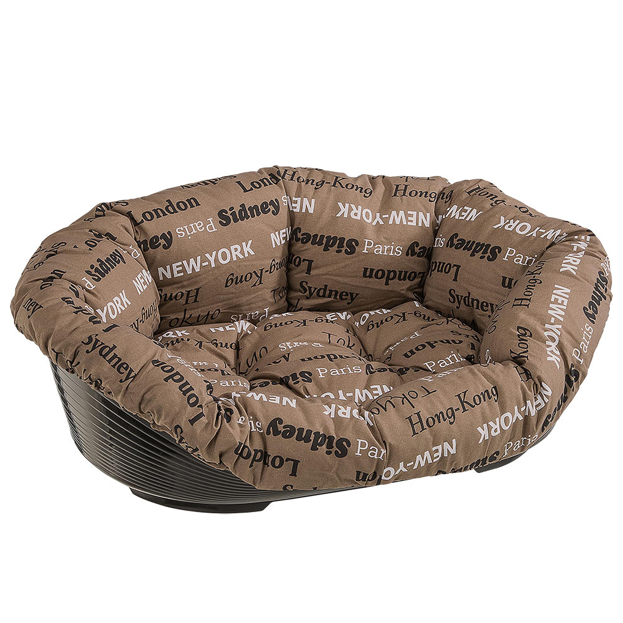 Ferplast Cuccia Cane con Cuscino SOFA' 8 in Cotone Lavabile, Lettino per Cani da Interno Imbottito, Cesta in Plastica, Fondo Forato e Poggiamento, Antiscivolo, 85 x 62 x h 28,5 cm, Marrone