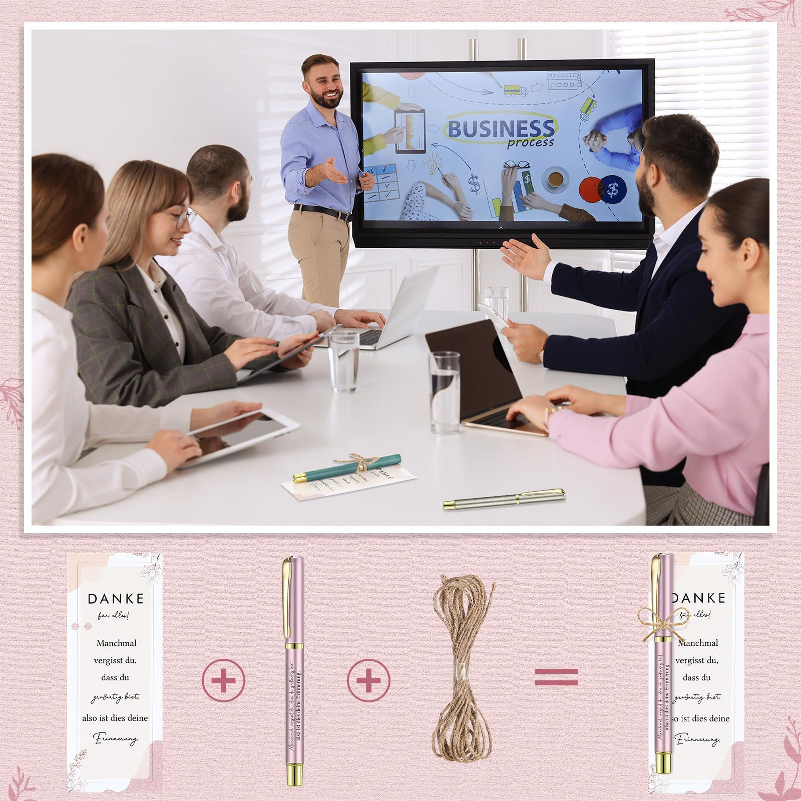 Nezyo 18 Sets Geschenke zur Wertschätzung Der Mitarbeiter Dankeschön Geschenke für Kollegen Motivierender Kugelschreiber mit Lesezeichenkarte Motivierende Geschenk zu Geben Team Kollege(Danke)