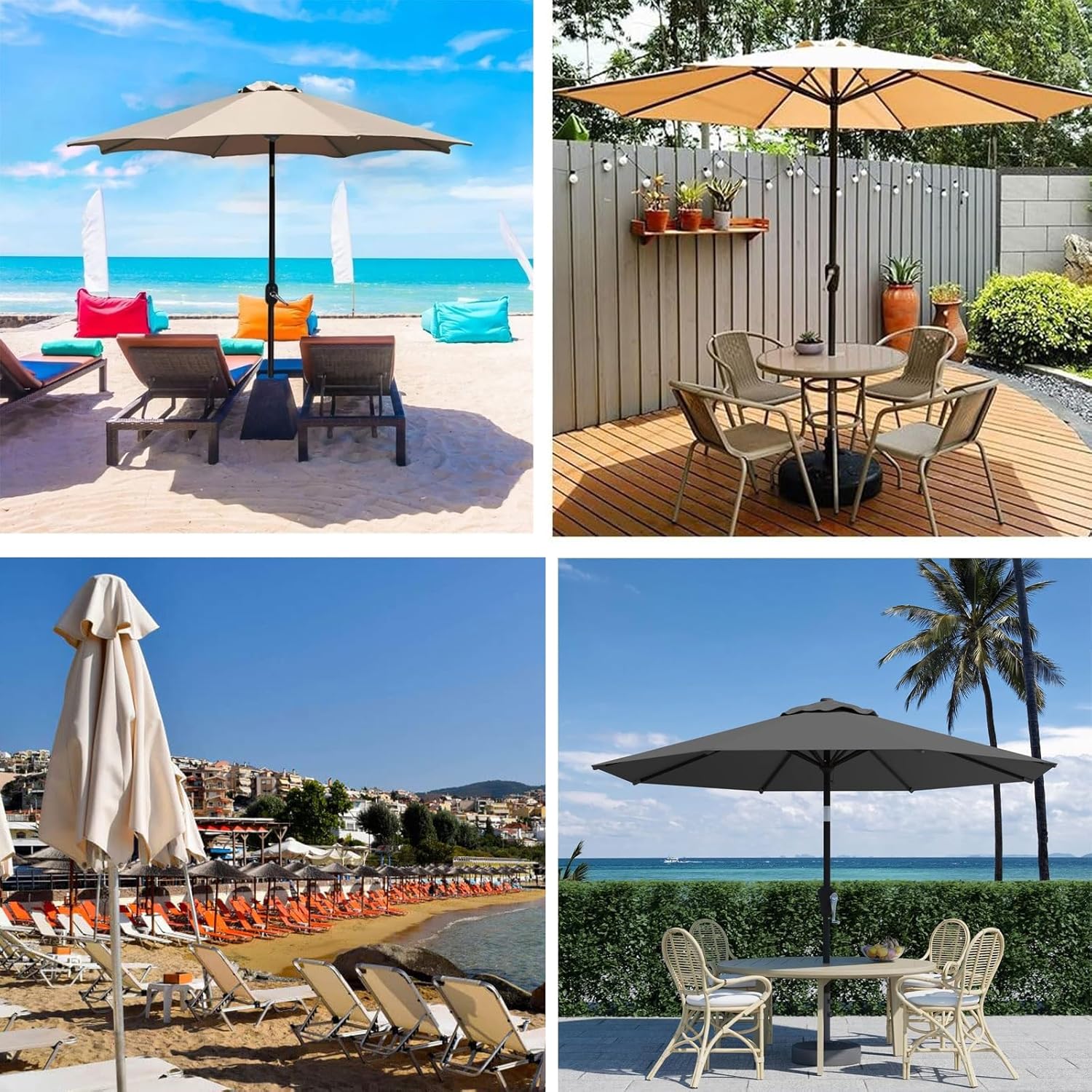 Replacement Canopy for 8-Rib Outdoor Patio Umbrella - Durable Waterproof Canopy Cover for Garden, Deck, and Backyard Sunshade