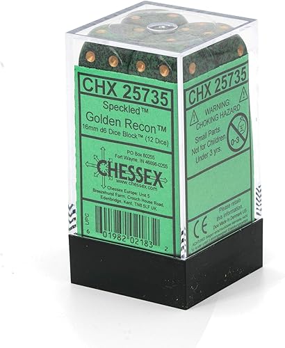 Miniatura 3 de DND - Juego de dados Chessex D&D - Juego de dados poliédricos de plástico dorado moteado de 0.63 pulgadas, dados de mazmorras y dragones, incluye 12