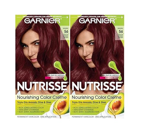 Garnier Nutrisse - Coloración en crema nutritiva para el cabello 56 color marrón rojizo medio sangría 2 unidades