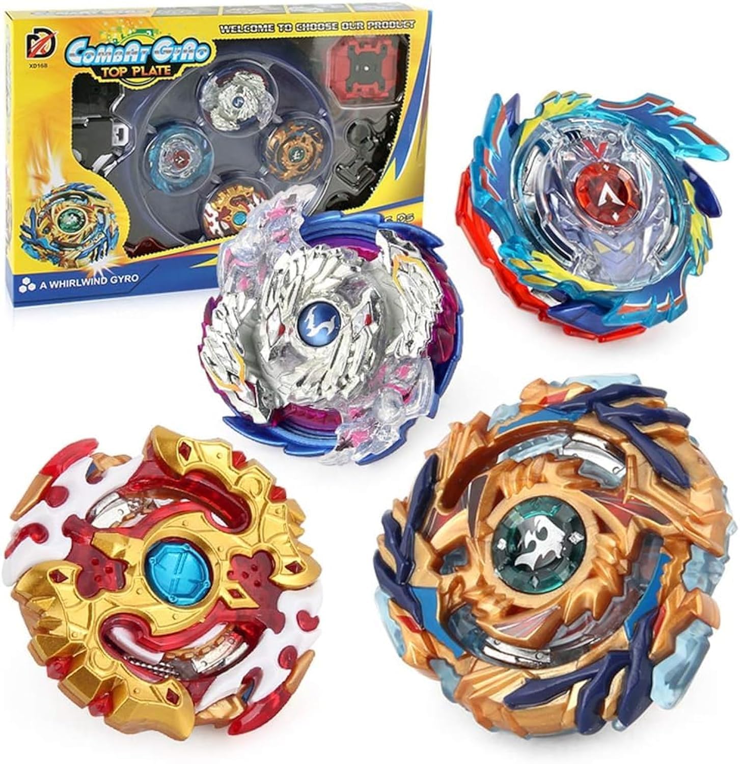 4 in 1 Top Battle Gyro Toy, Game Spinning Top 2 Launcher Battle Gyro Battle Top Set Great Birthday Gift for Kids Kids Boys Age 6+