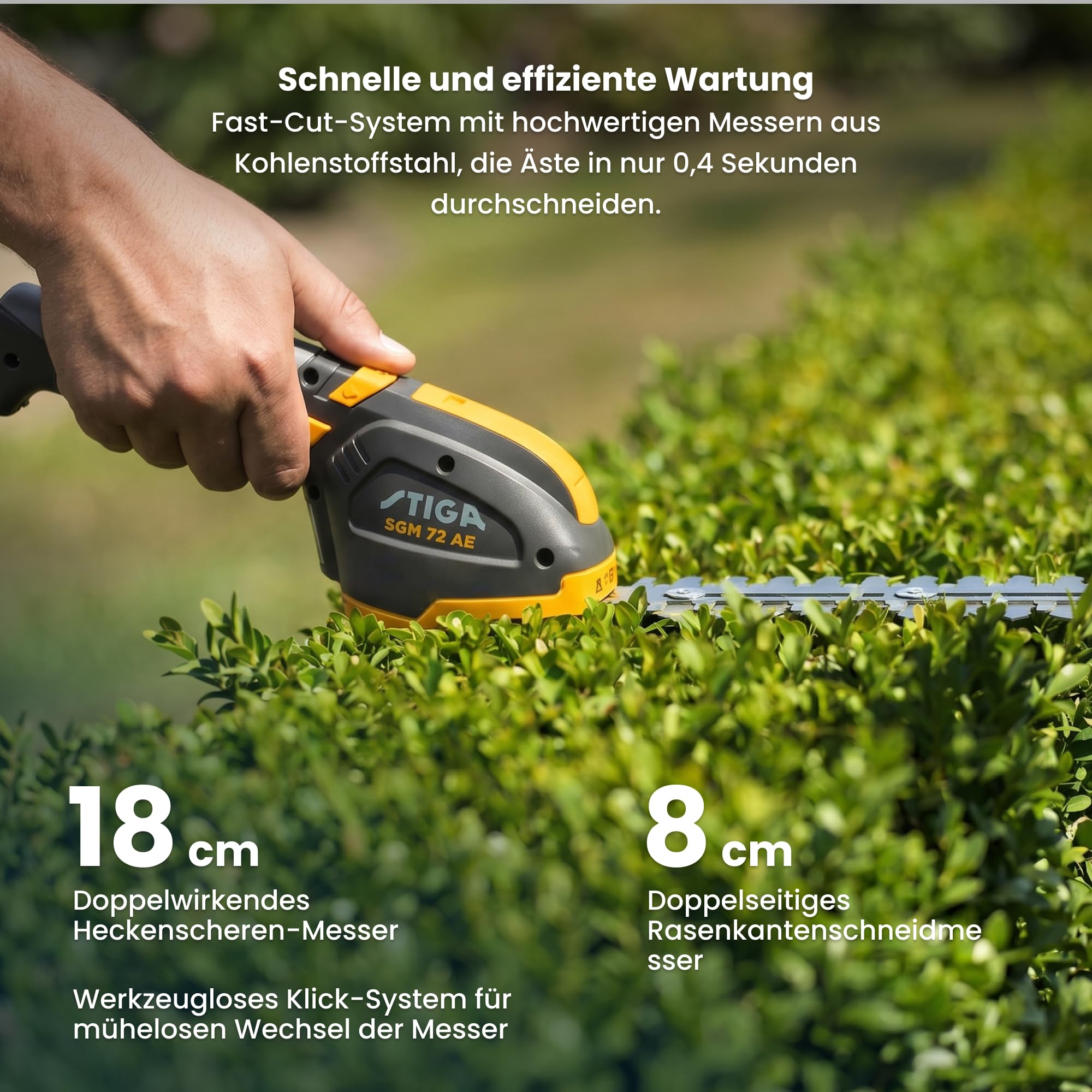 Stiga SGM 72 AE Akku Grasschere, Strauchschere inkl. Akku, mit Zubehör 7.2V