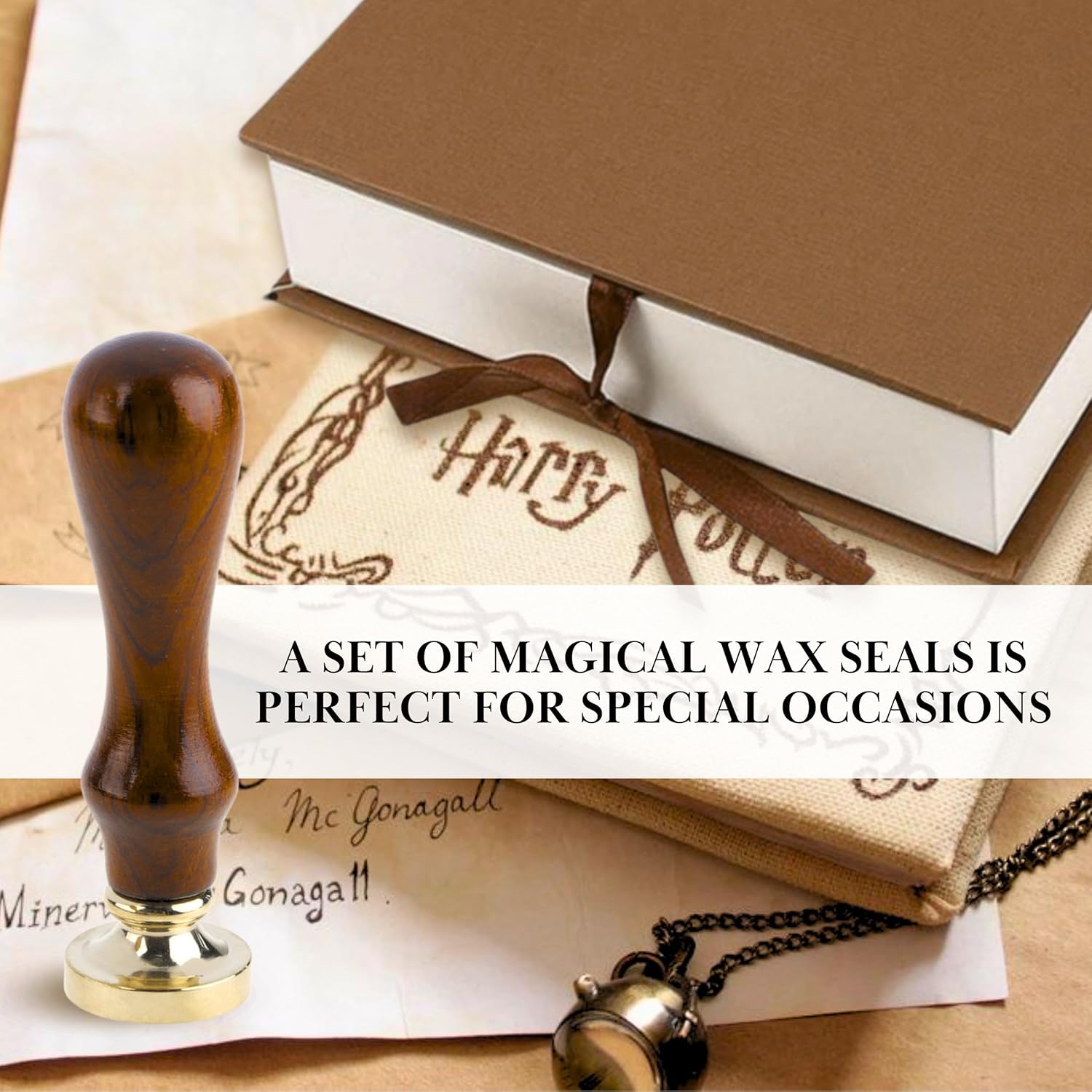 Pack of 6 Wax Seal Stamps – Wax Seal Stamp Harry Potter 6PCS and 1 Wooden Hilt Harry Potter Kit Sealing Vintage Set for Postcard Invitation Letters Gifts Envelope Crafts and DIY