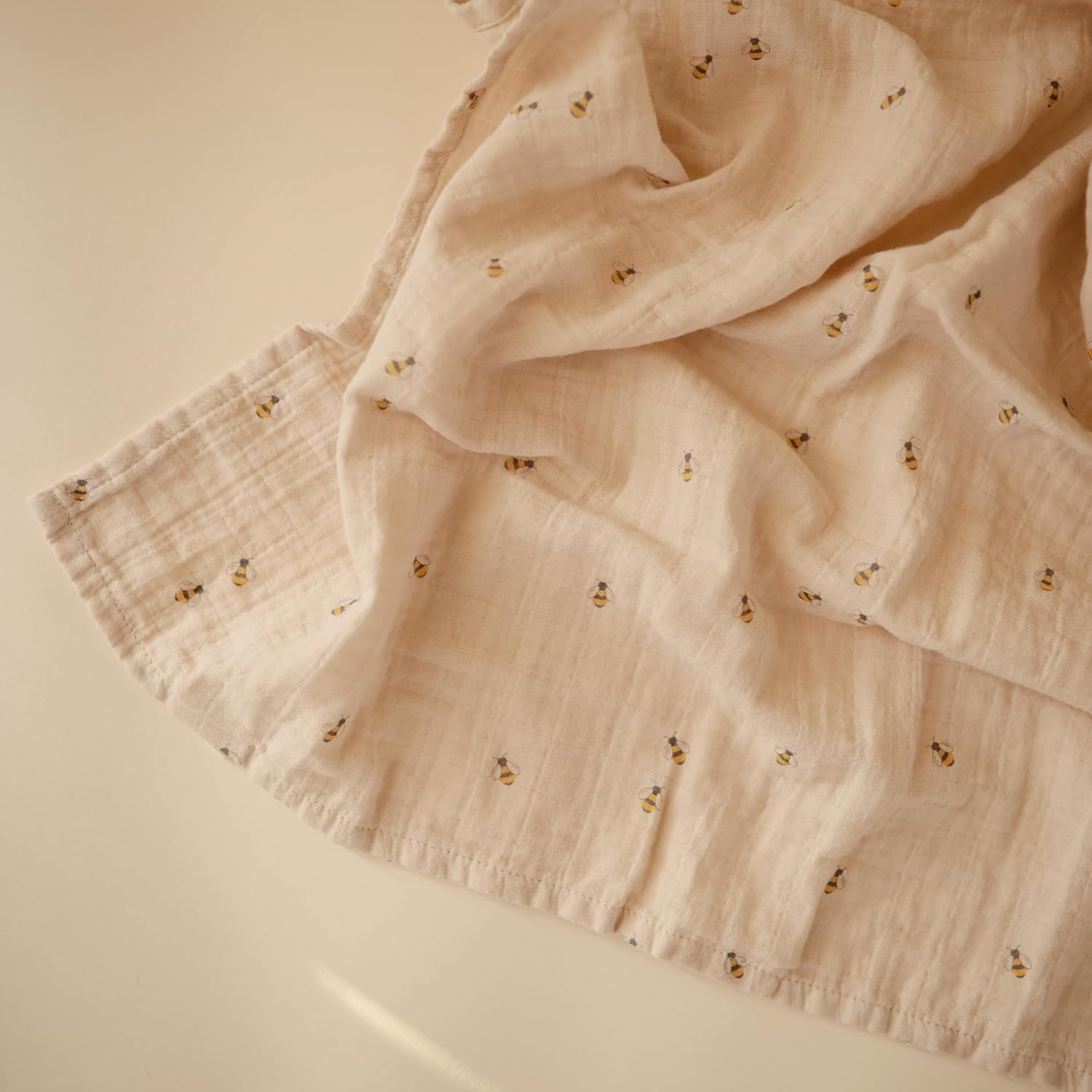 mushie Muslin Baby Swaddle Blanket | 100% Organic Cotton (Bees) - Image 2