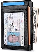 Vista 125 de Buffway - Billetera delgada minimalista de cuero con protección RFID para hombre y mujer Café Lichee