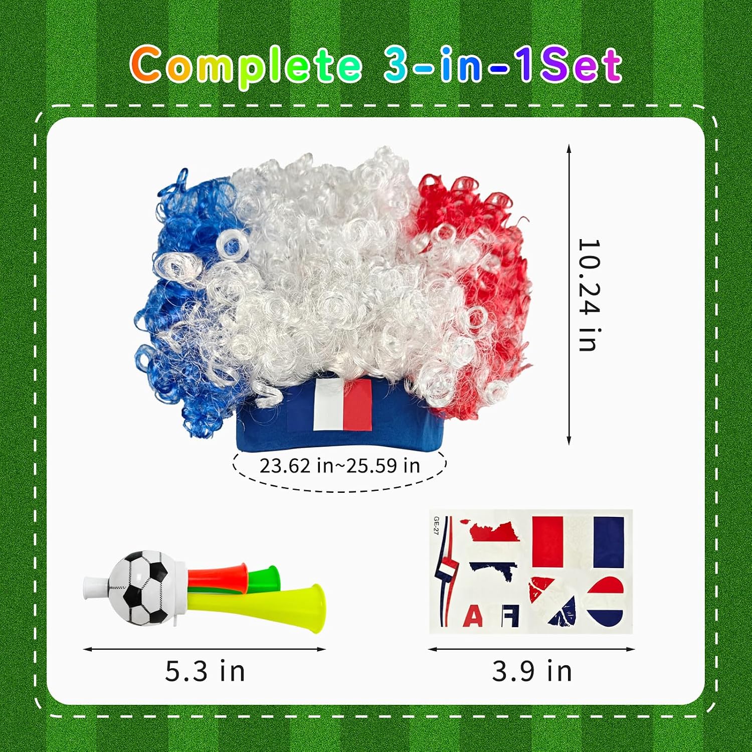 2026 World Cup Flag-Colored Wig Set image 3