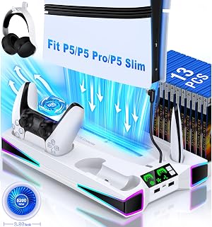 Kawaye PS5 Stand PS5 Cooling Station for Playstation 5 Pro Slim Console PS5 Accessories Vertical Stand with 2