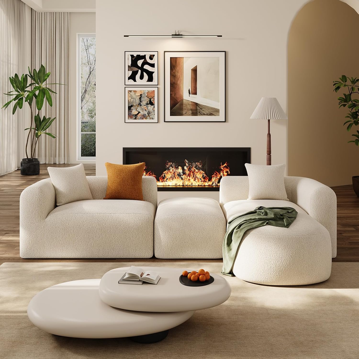 OUYESSIR Modern Oversized Curved Sectional Sofa for Living