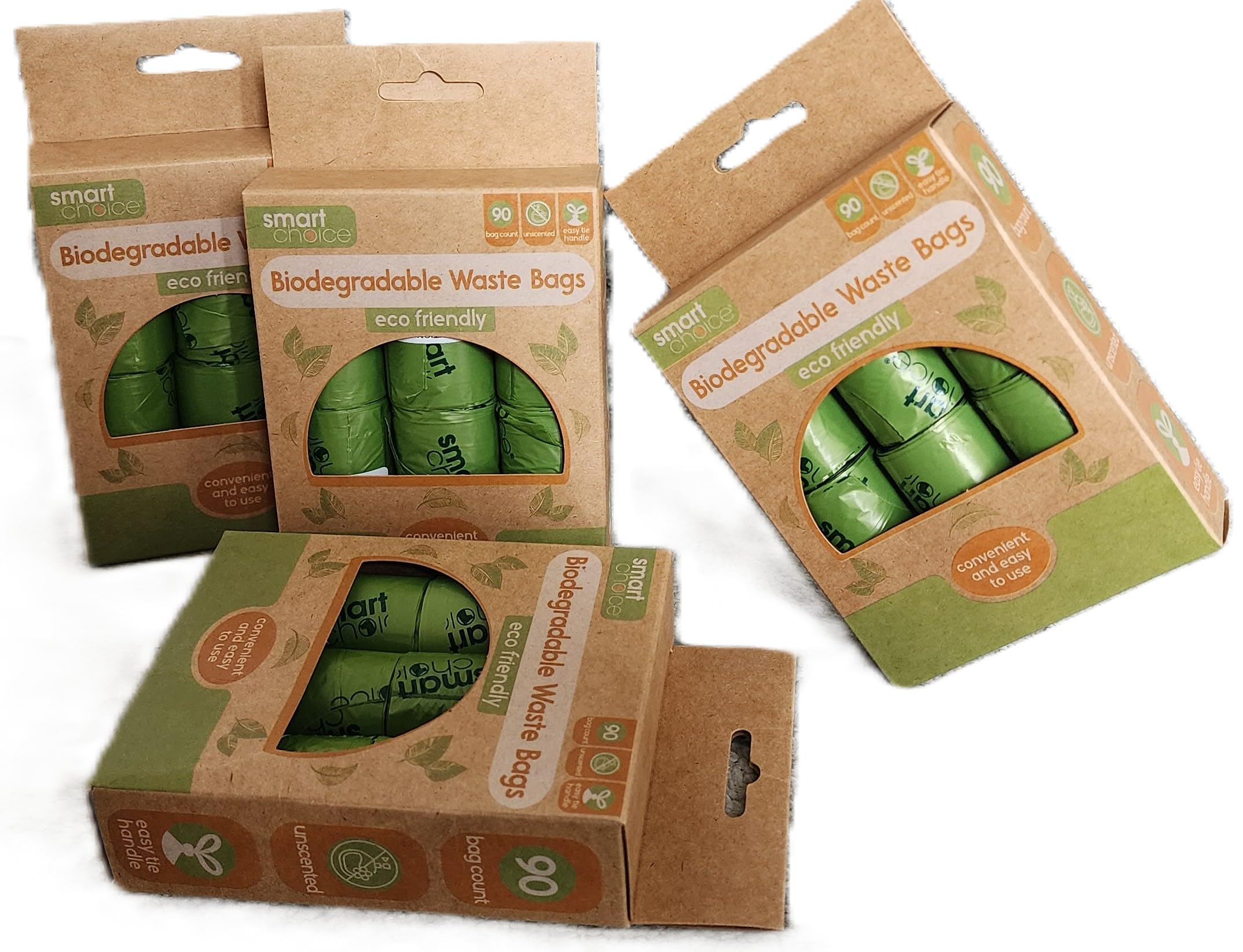 Smart Choice Biodegradable Dog Waste Bags | Unscented Dog Poop Bags | Easy‑Tie Handles (360 Bags)